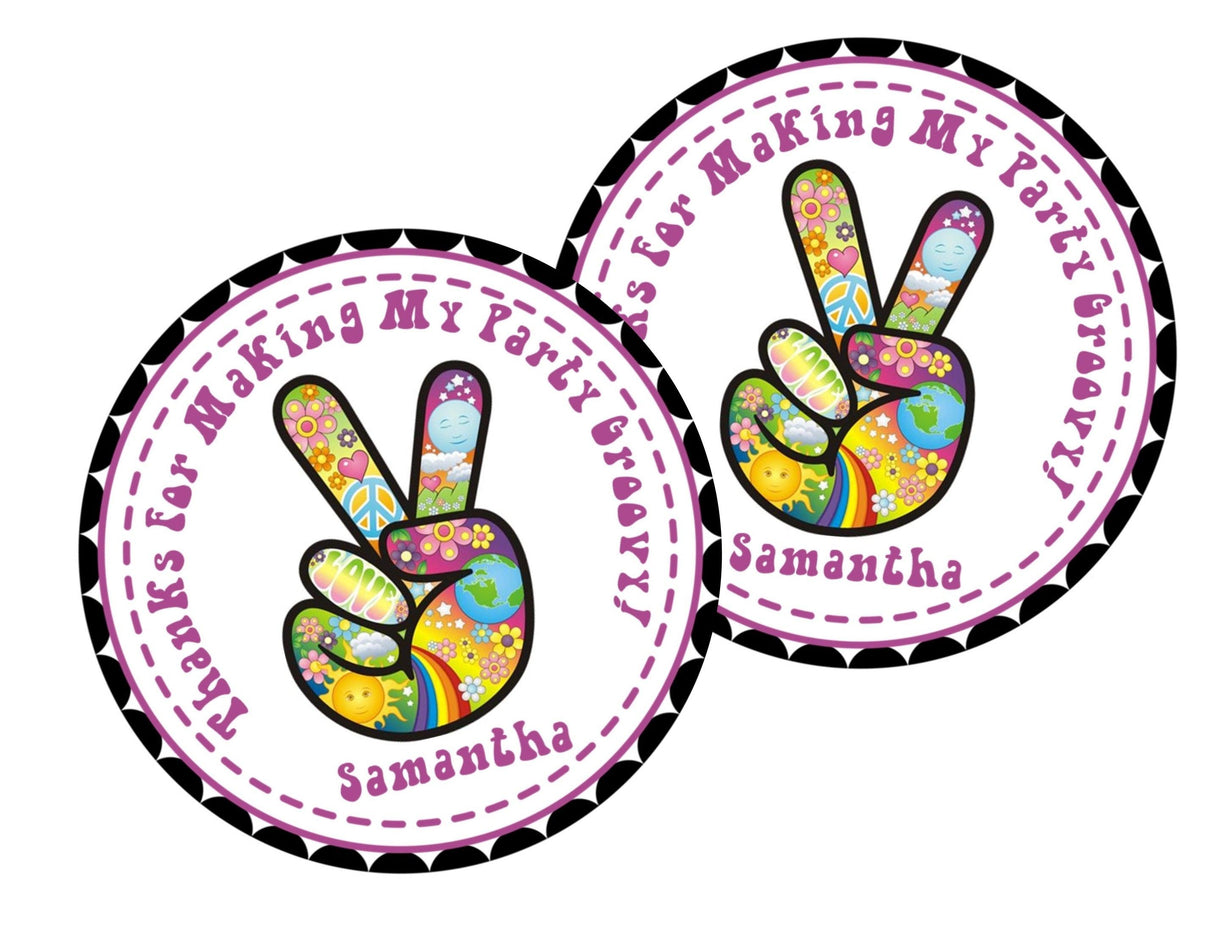 1970's Hippie Birthday Party Stickers