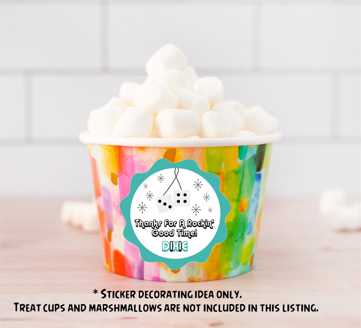 Aqua Personalized rock and roll party sticker