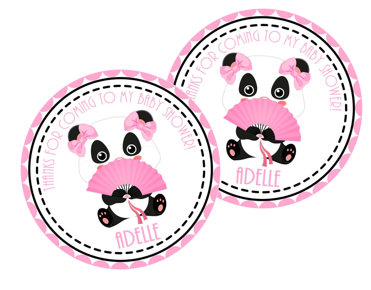 Panda Baby Shower Stickers – Pink Bow Panda Theme