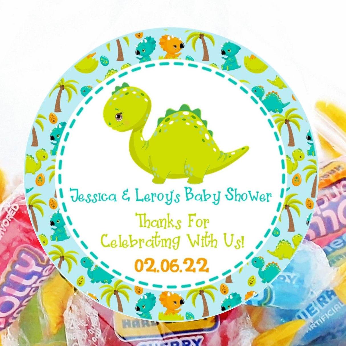 Dinosaur Baby Shower Stickers – Gender Neutral Design