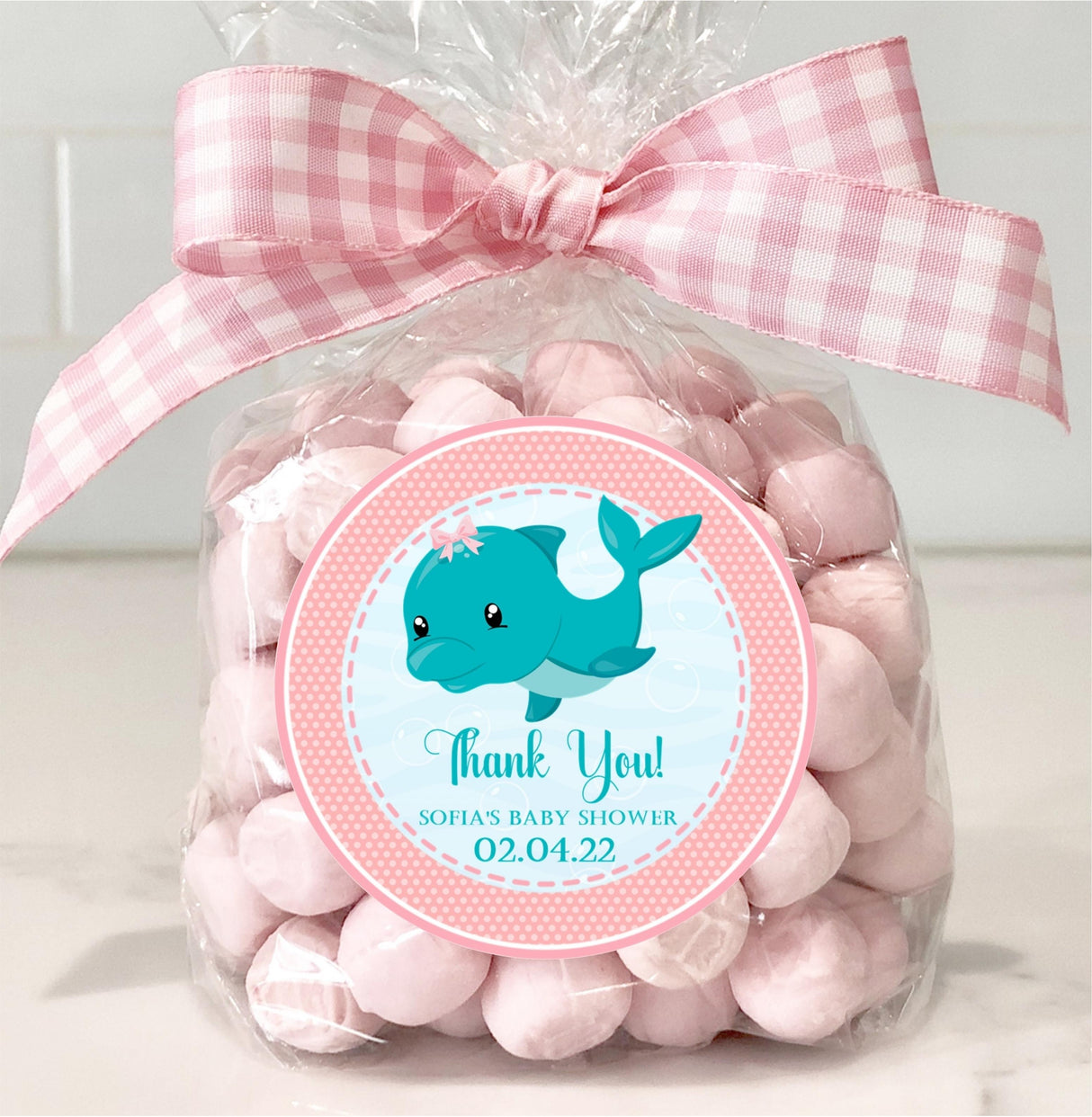 Whale Baby Shower Stickers – Under the Sea Girl Theme Favor Labels