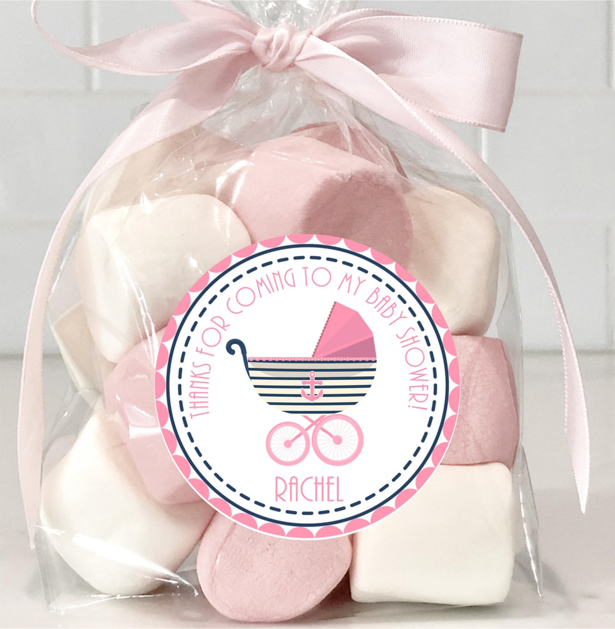 Baby girl pink and navy nautical theme sticker