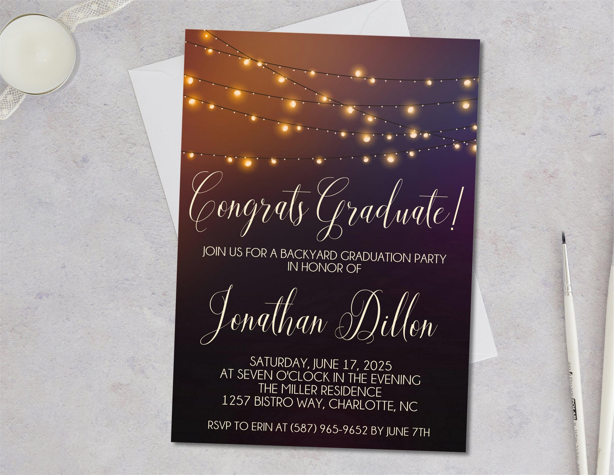 Backyard Graduation Party Invitations
