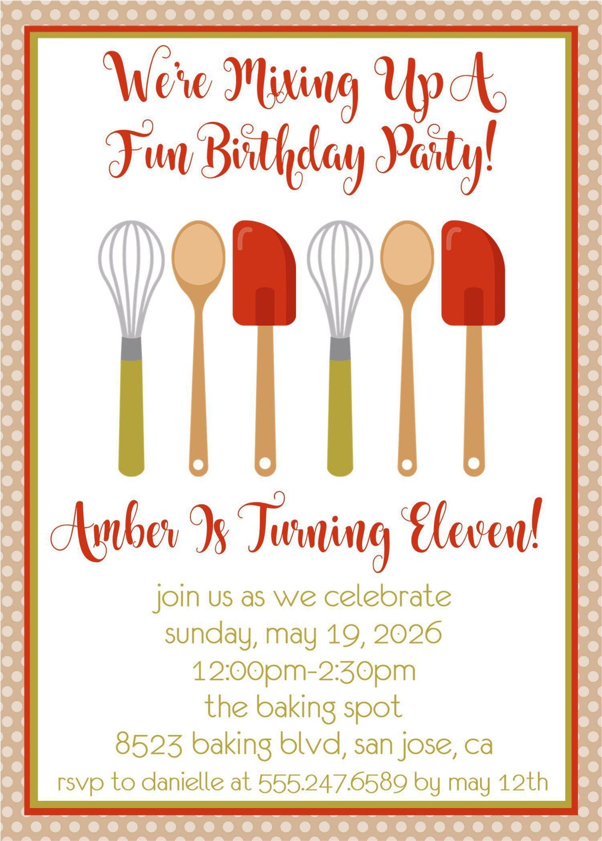 Baking Birthday Party Invitations