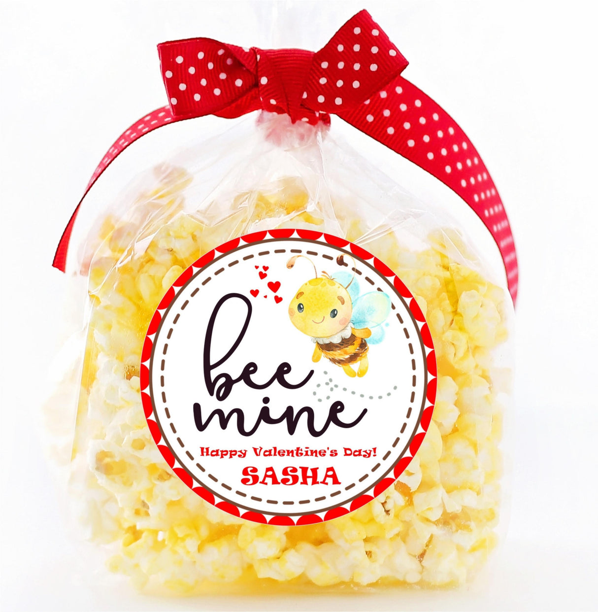 Bee Mine Valentine sticker with cute watercolor bee