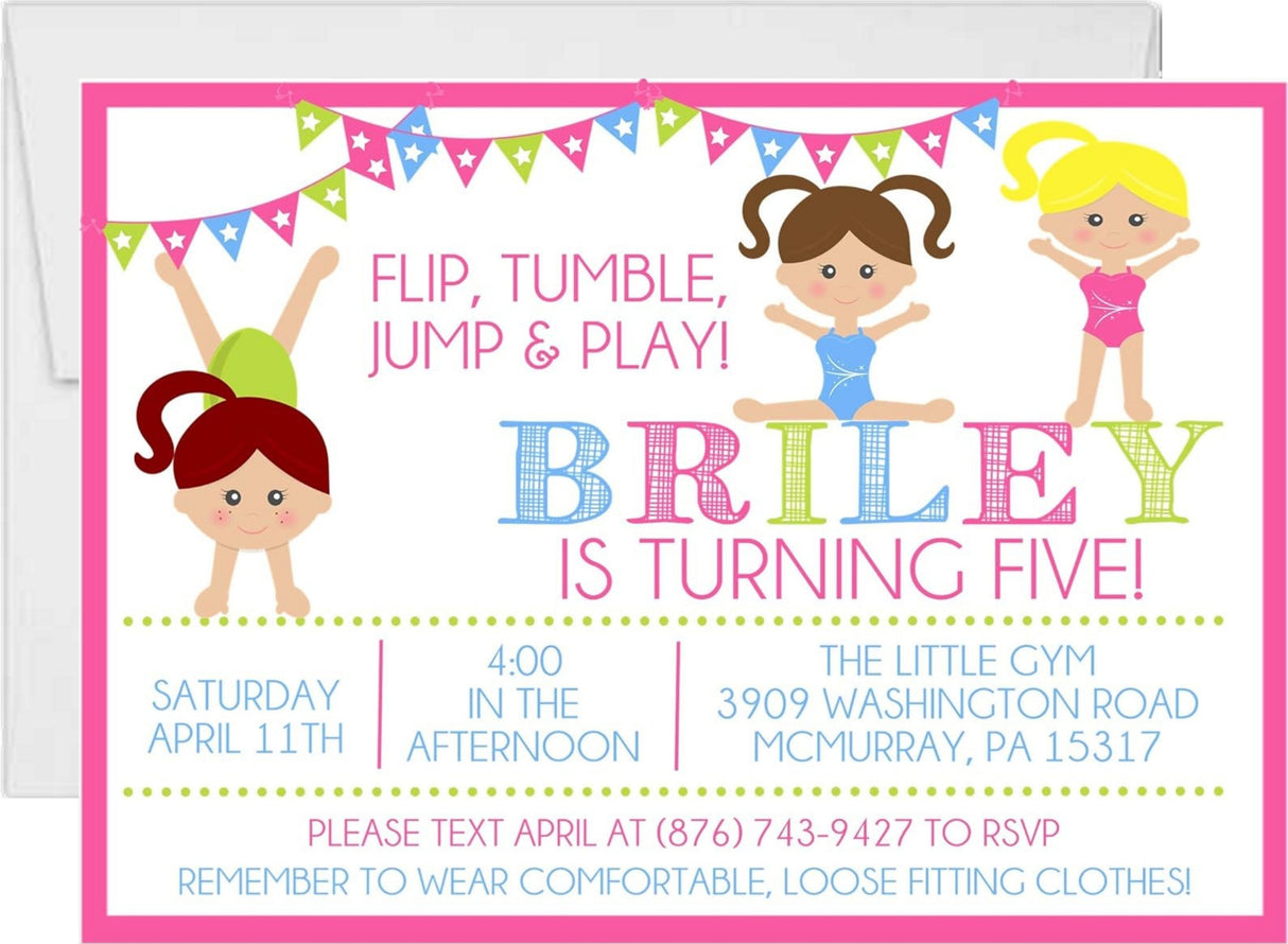 Gymnastics Birthday Party Invitations