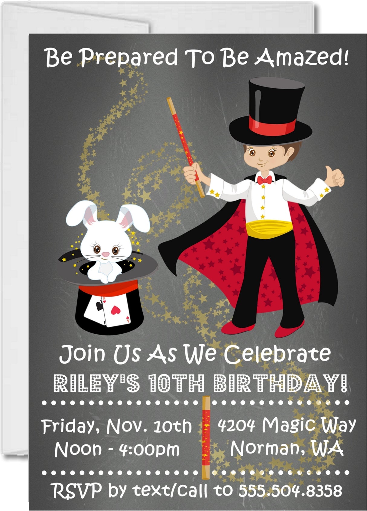 Boys Magic Birthday Party Invitations