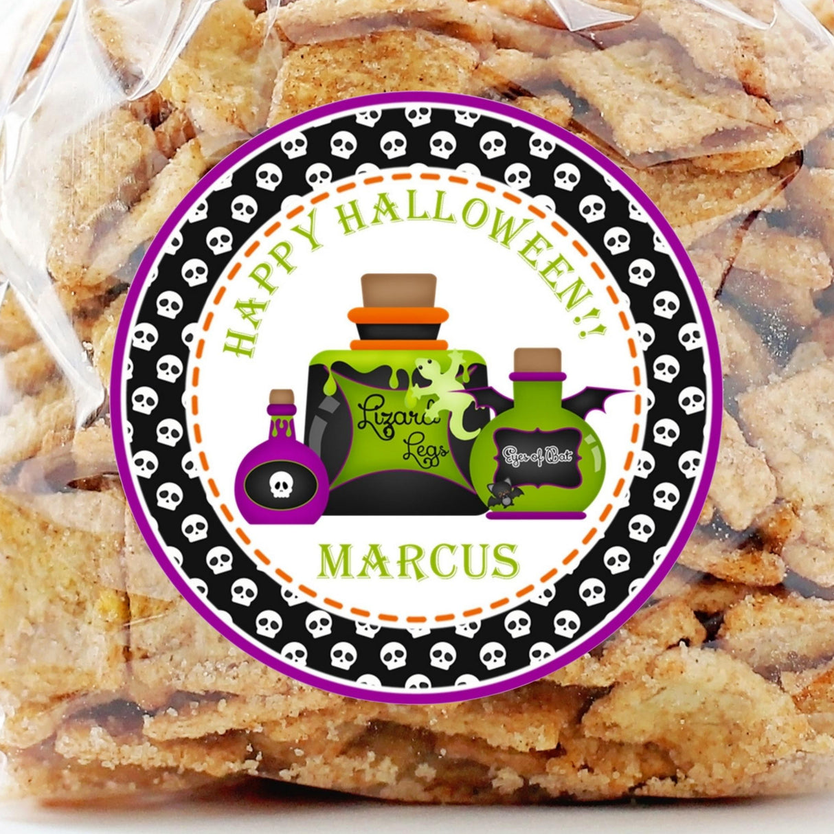 Black and white skull pattern Halloween sticker