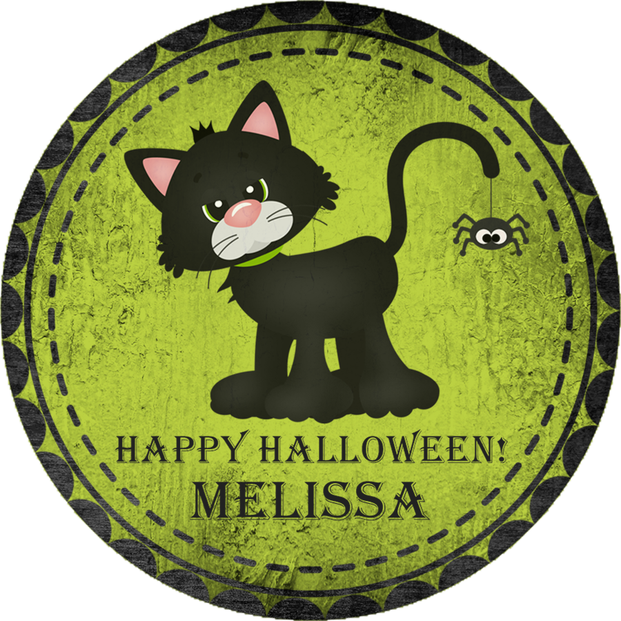 Black cat happy halloween personalized sticker