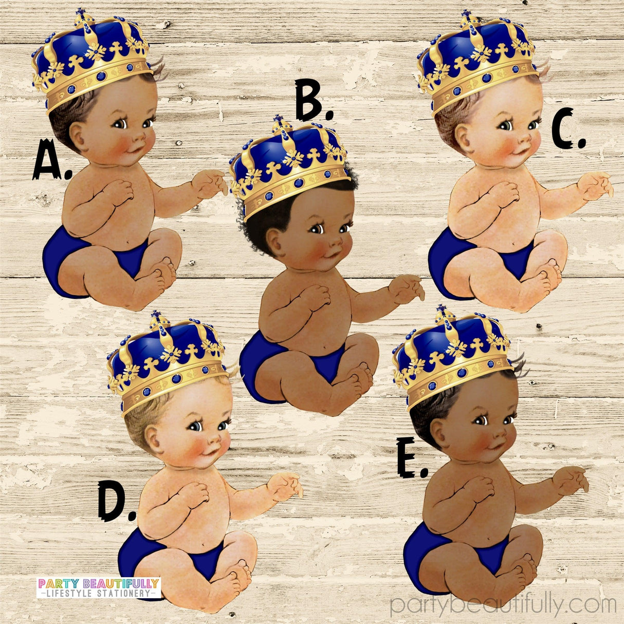 Blue And Gold Prince 1st Birthday Party Invitations