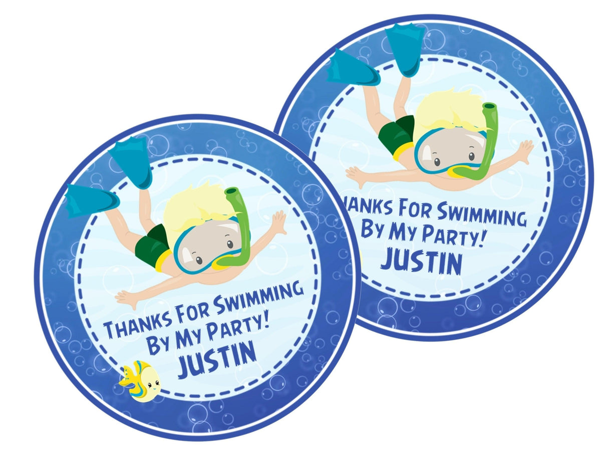 Blue and green ocean party favor label personalized
