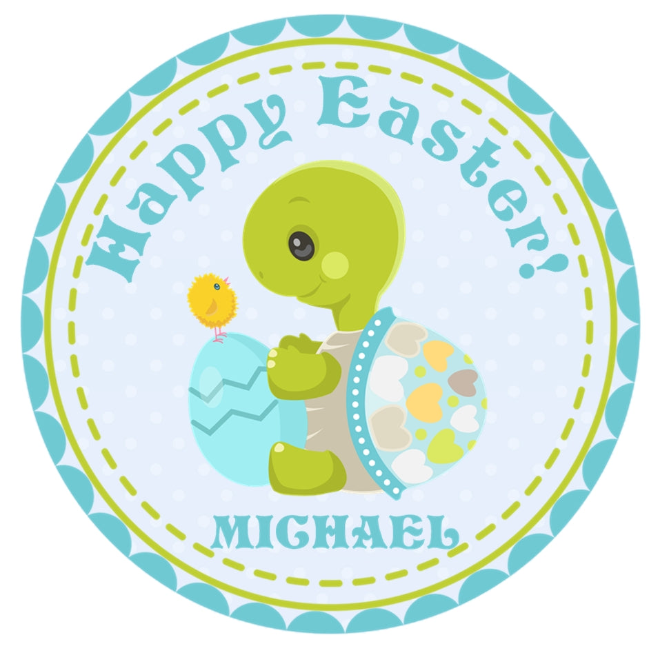 Blue easter turtle sticker favor label