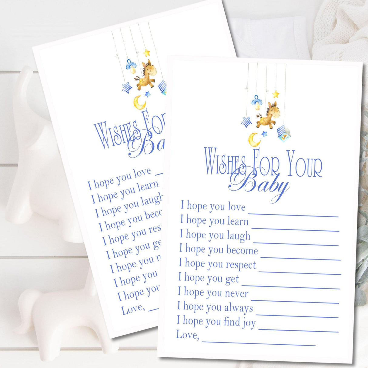 Boys Moon & Stars Baby Shower Wish Cards