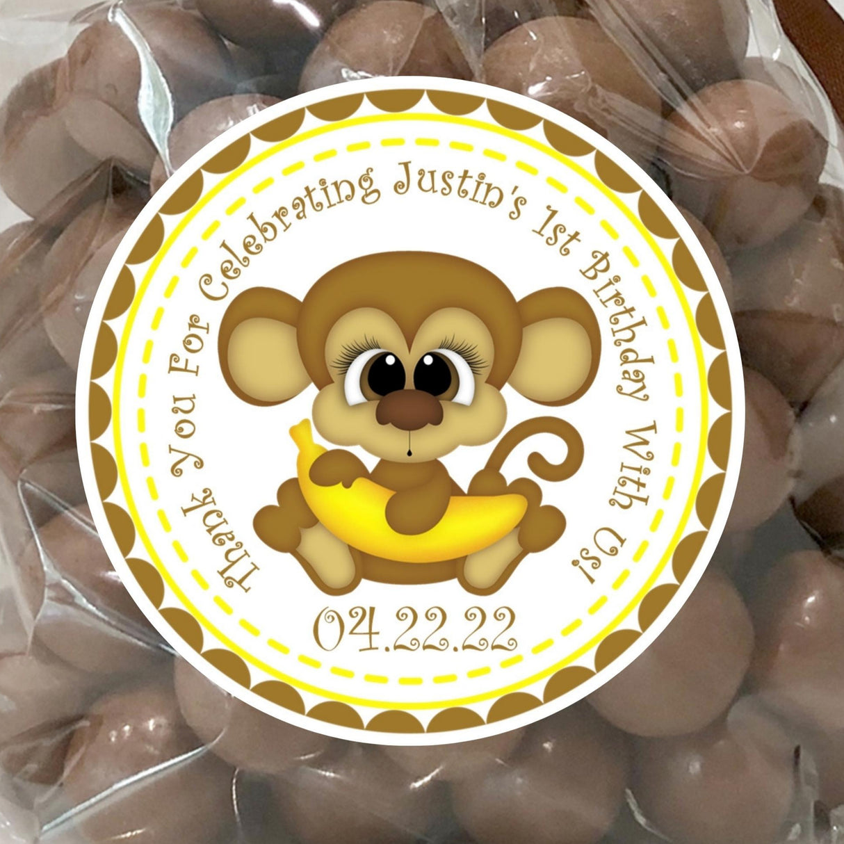 Boys jungle monkey 1st birthday sticker