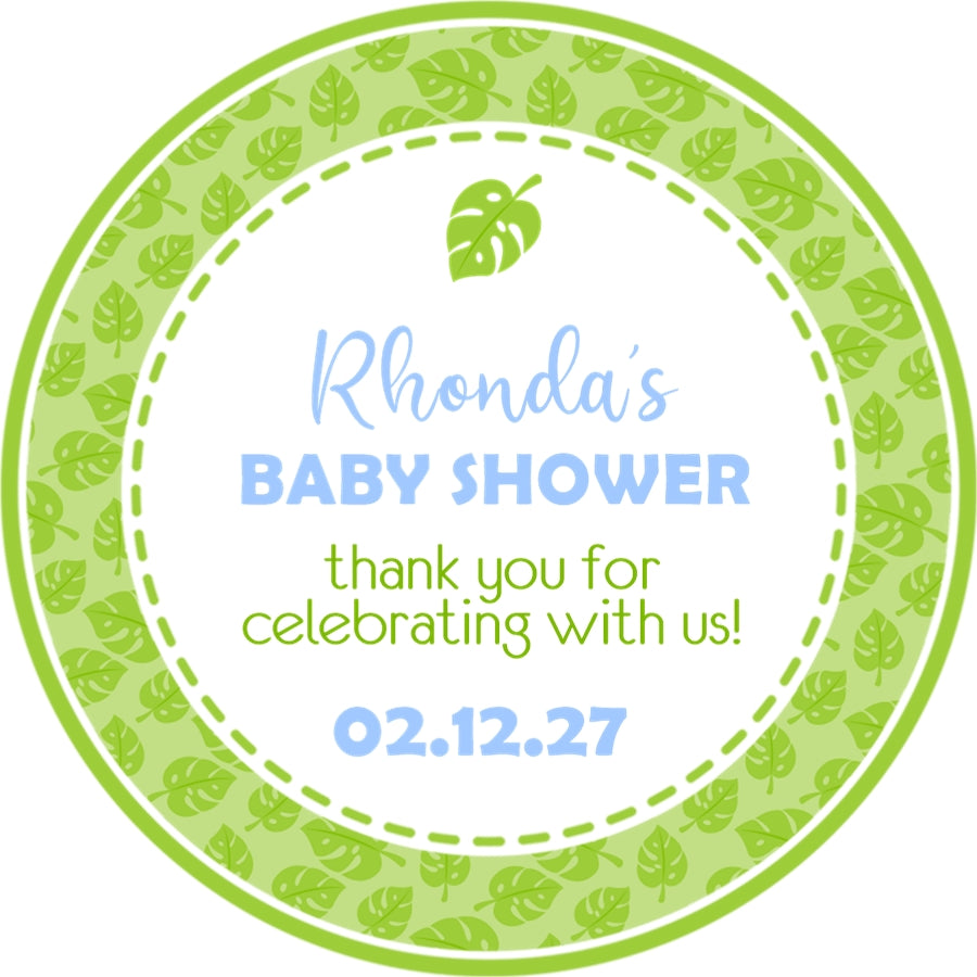 Boys tropical baby shower sticker label