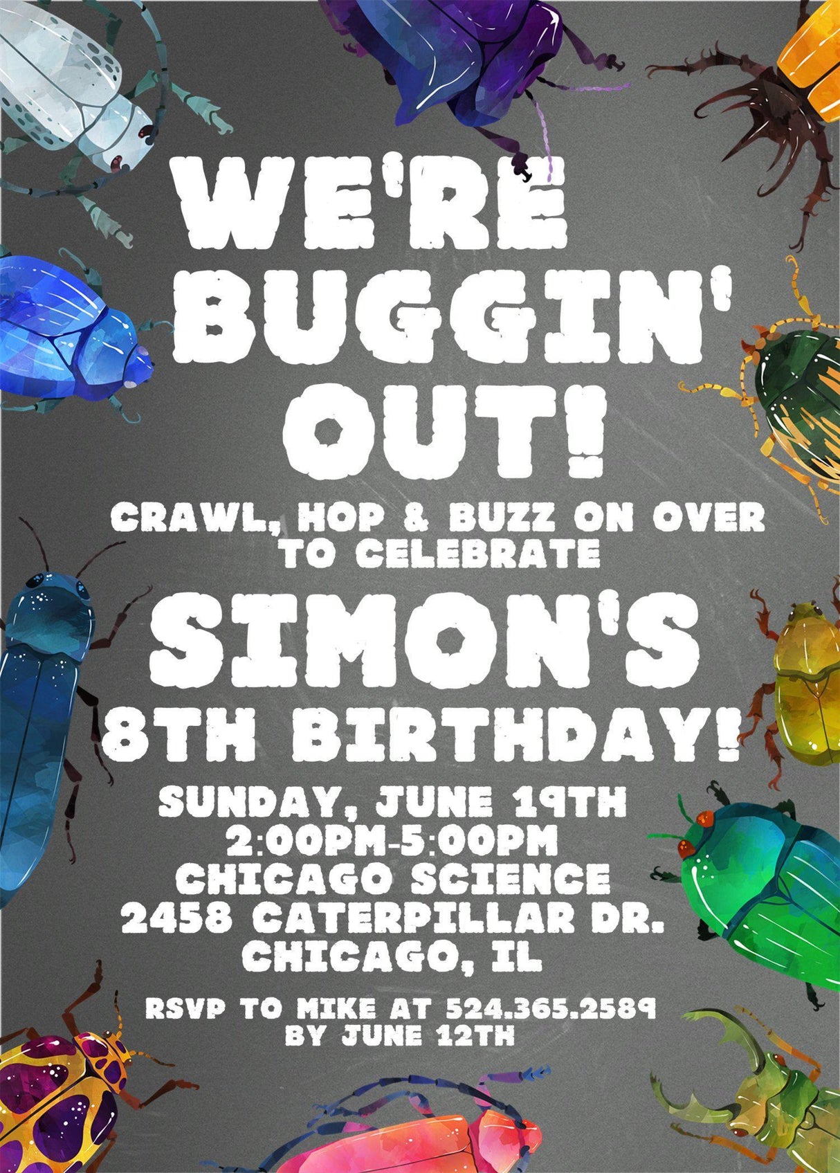 Bug Birthday Party Invitations