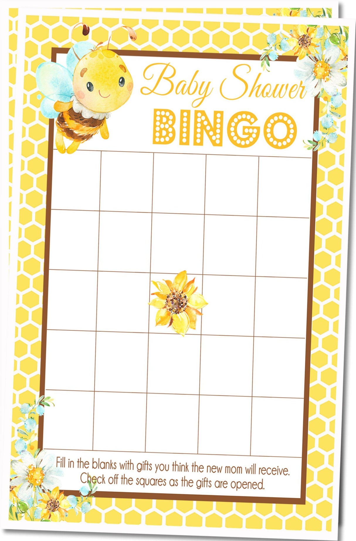 Bumble Bee Baby Shower Bingo Cards