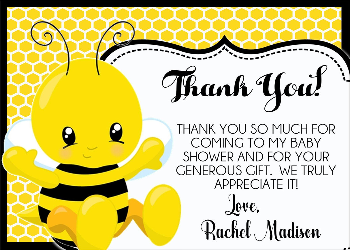 Bumble Bee Baby Shower Thank You Cards