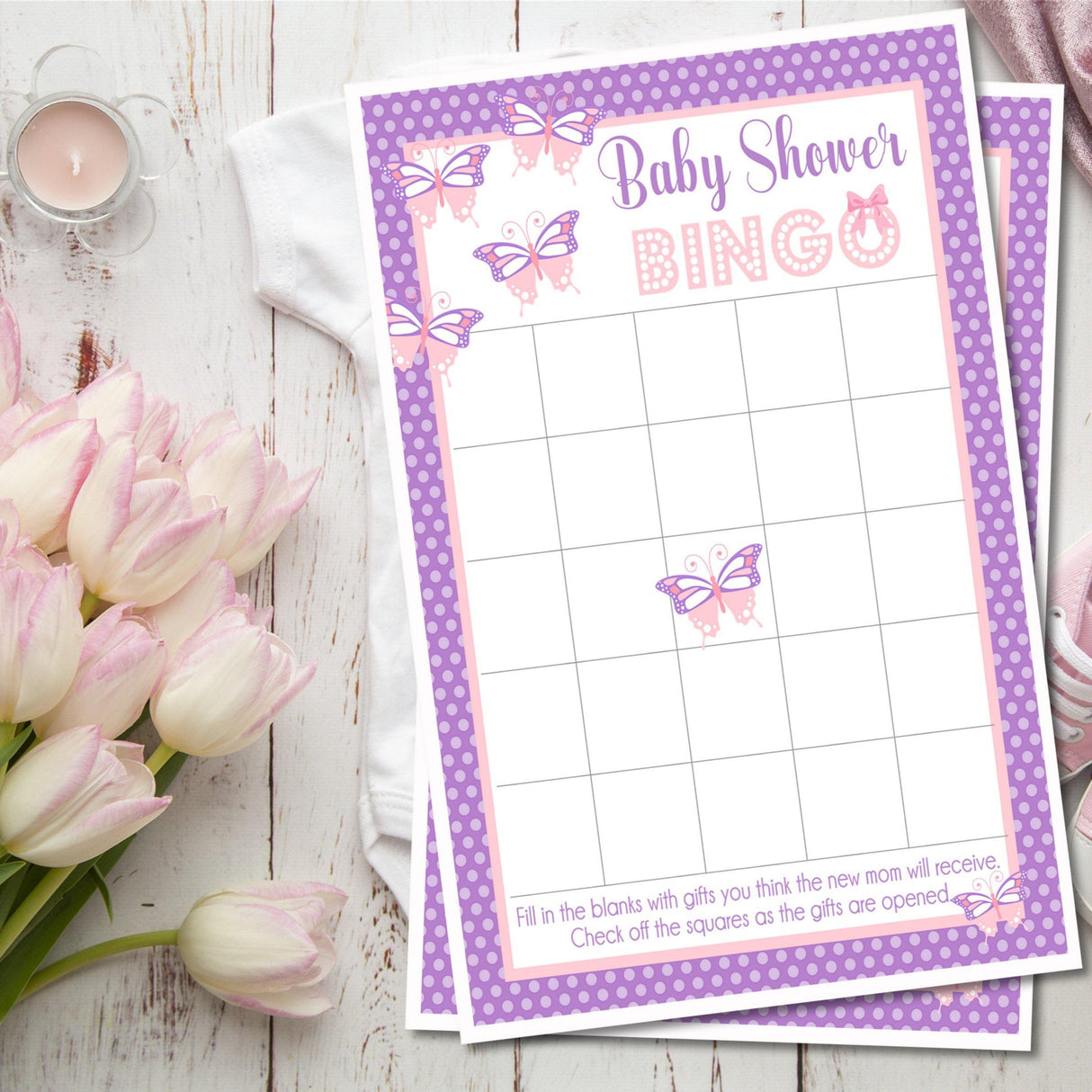 Butterfly Baby Shower Bingo Cards