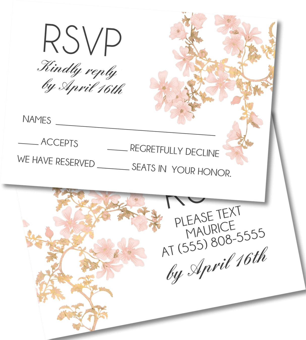Cherry blossom rsvp cards