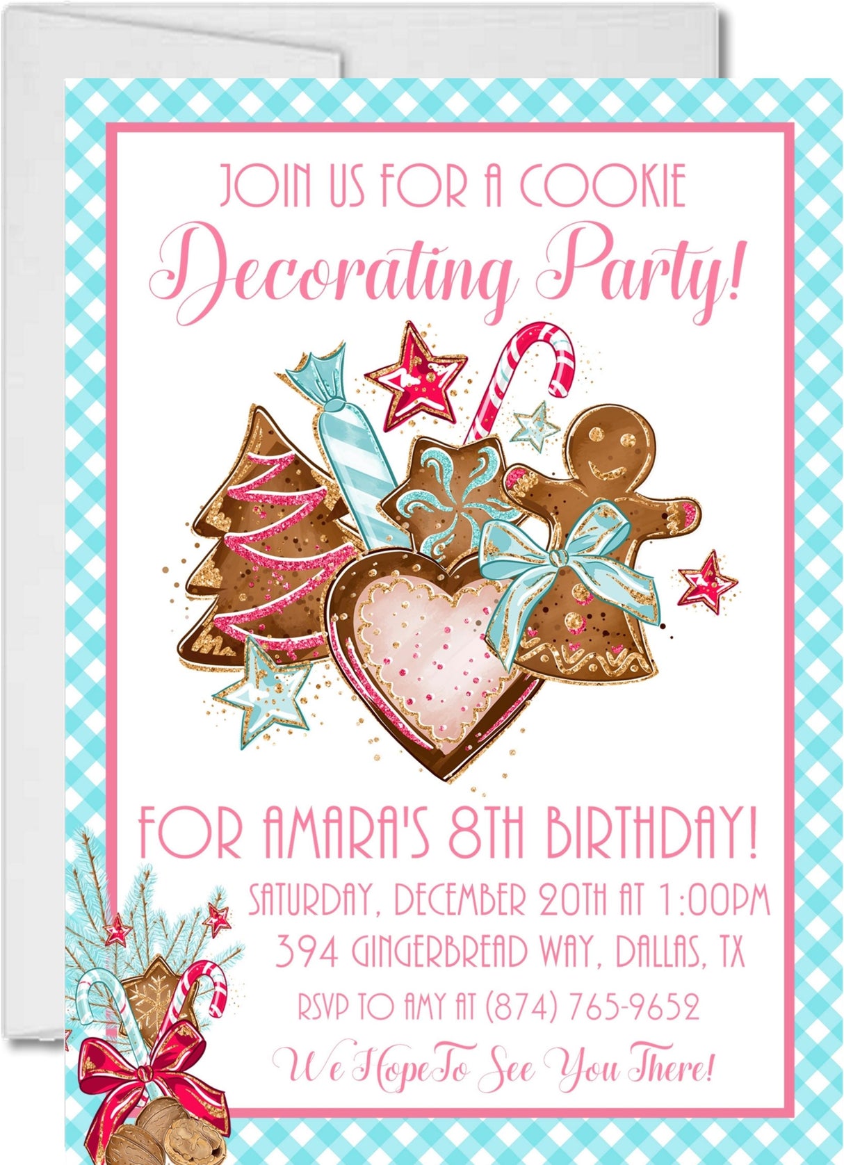 Christmas Birthday Cookie Decorating Party Invitations