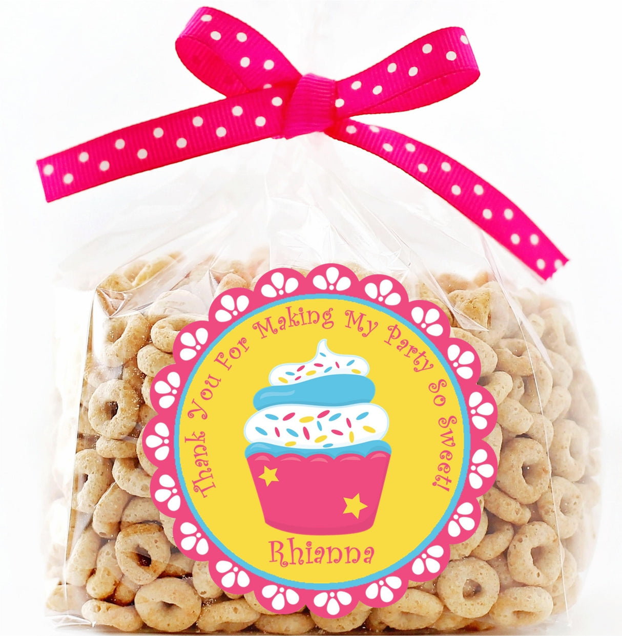 Colorful sprinkle cupcake birthday sticker