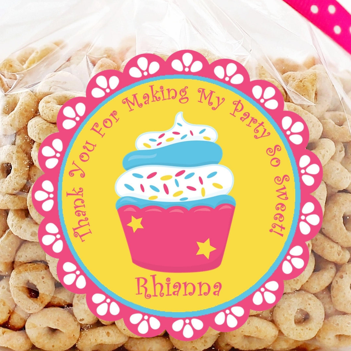 Colorful sprinkle cupcake birthday sticker