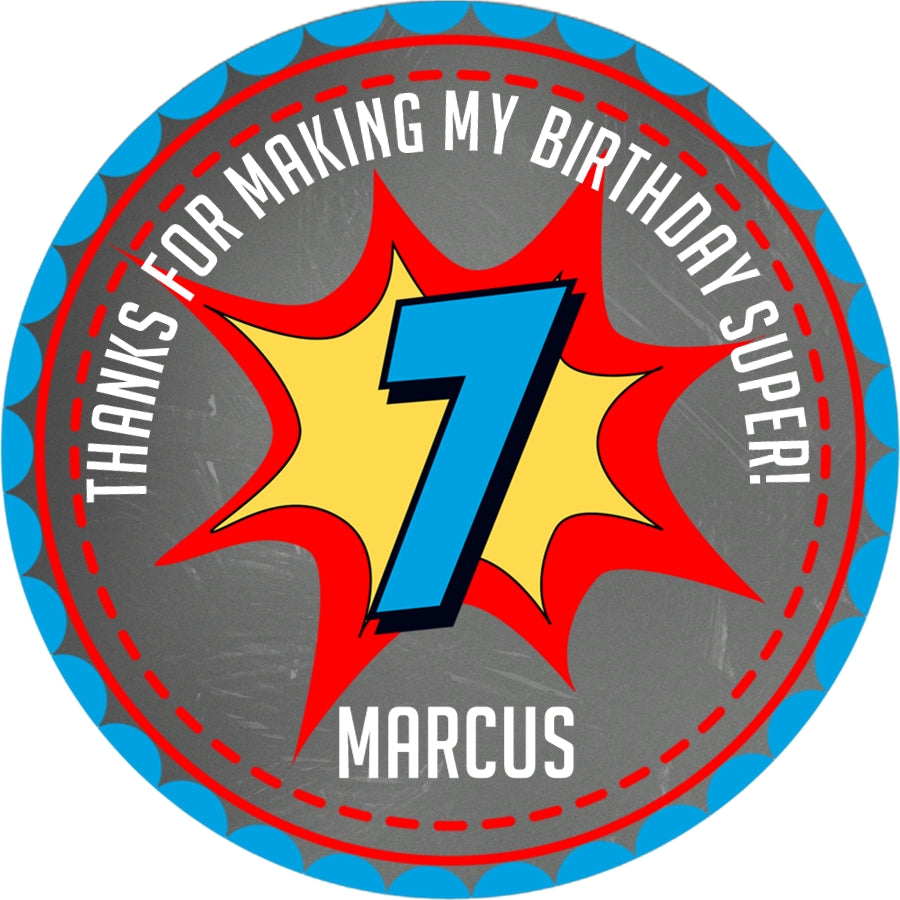 Comic style thank you birthday sticker