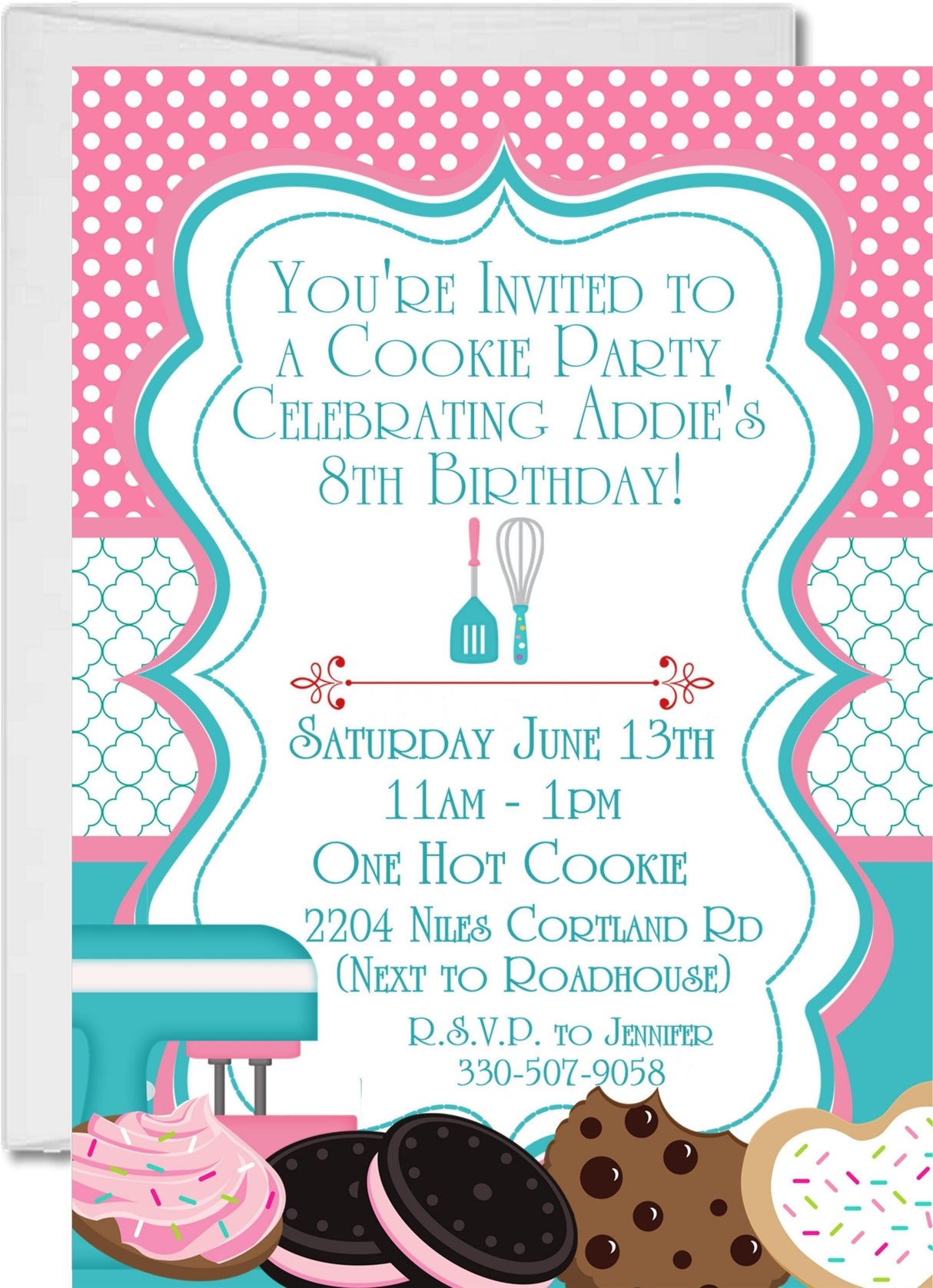 Cookie Baking Birthday Party Invitations