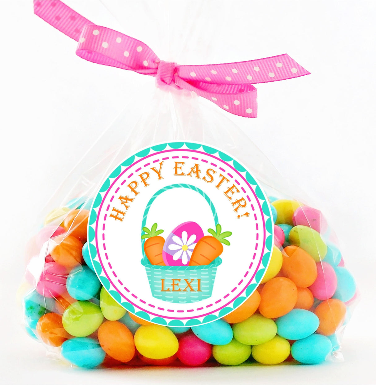 Custom Easter favor label with basket design
