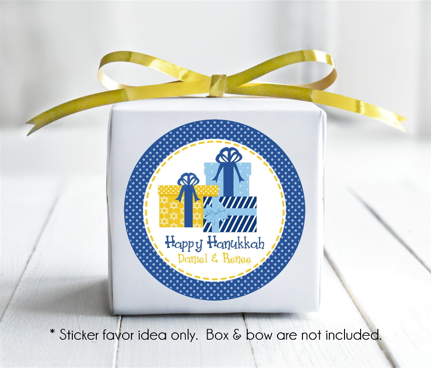 Custom Hanukkah holiday favor stickers