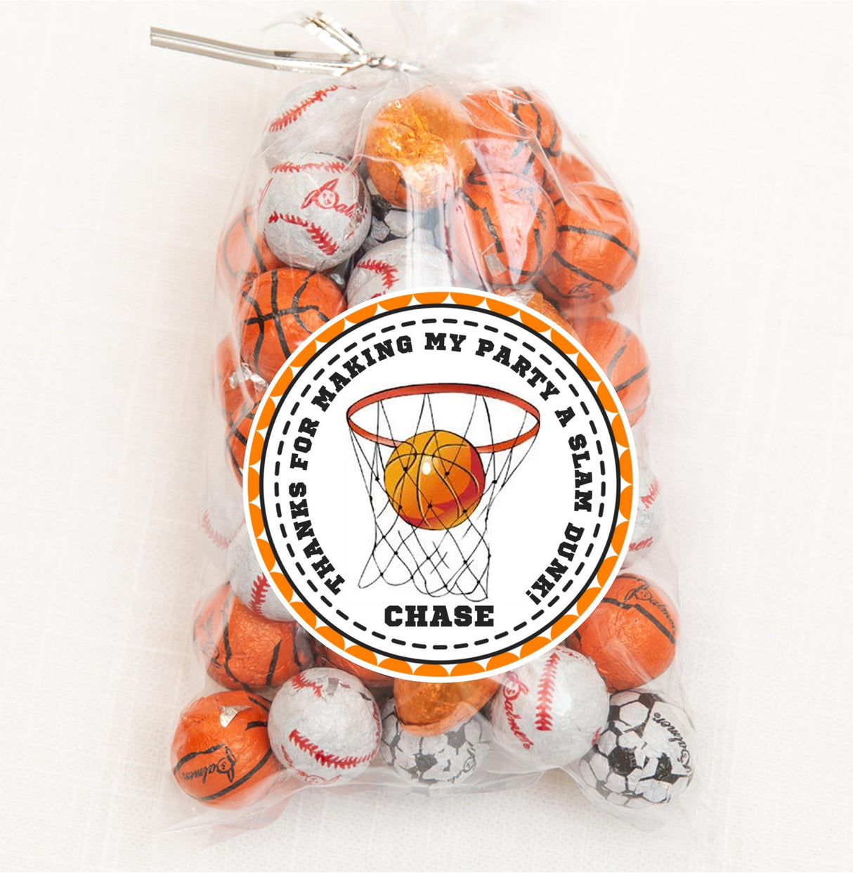 Custom sports birthday treat bag sticker