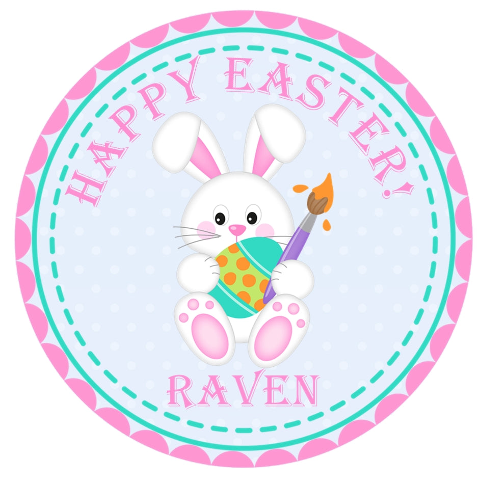 Cute bunny painting easter egg personalized sticker
