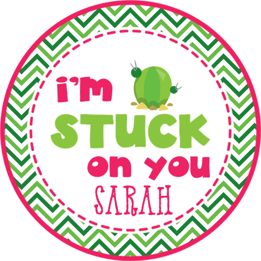 Cute cactus birthday sticker with fun saying and smiling cactus design