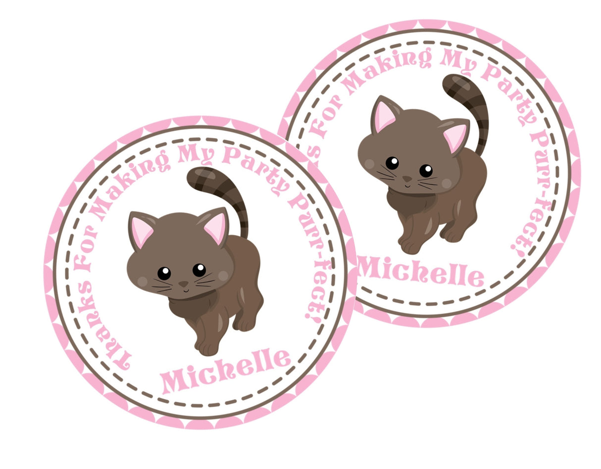 Cute cat party favor label for girls