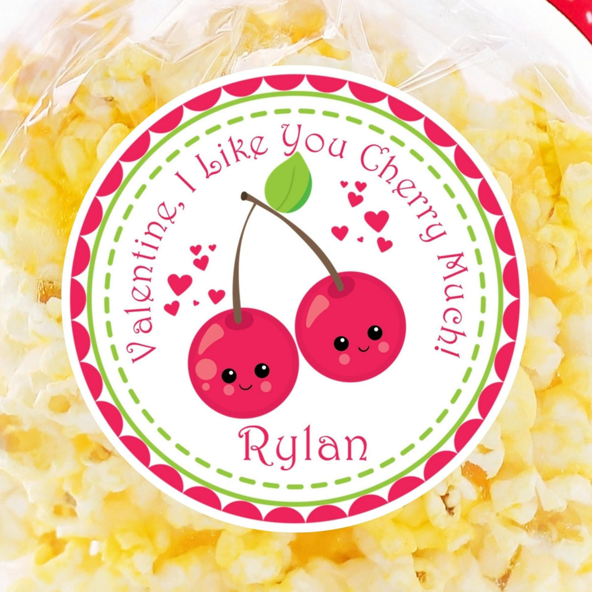 Cute cherry Valentine sticker with smiling cherries