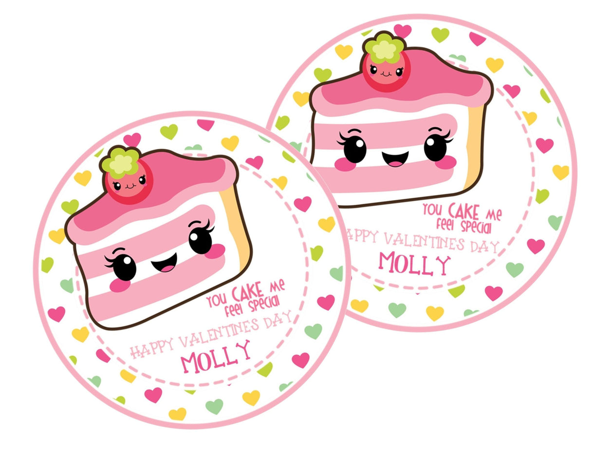 Cute dessert Valentine label personalized with name
