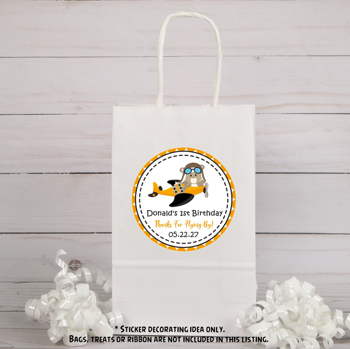 Cute pilot airplane birthday sticker