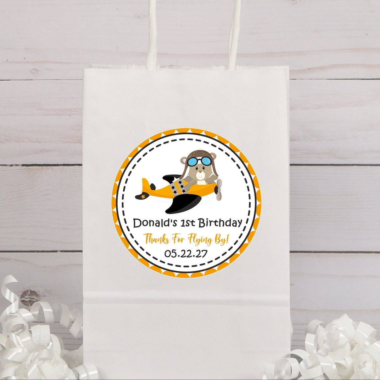 Cute pilot airplane birthday sticker