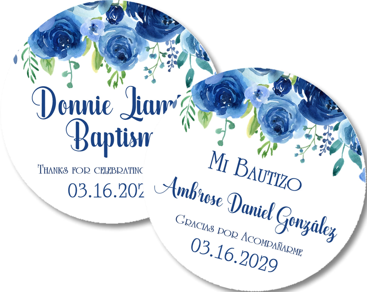 Dark blue baptism spanish stickers