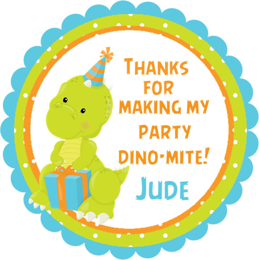 Dinosaur Party Birthday Stickers – Dino-Mite Favor Labels