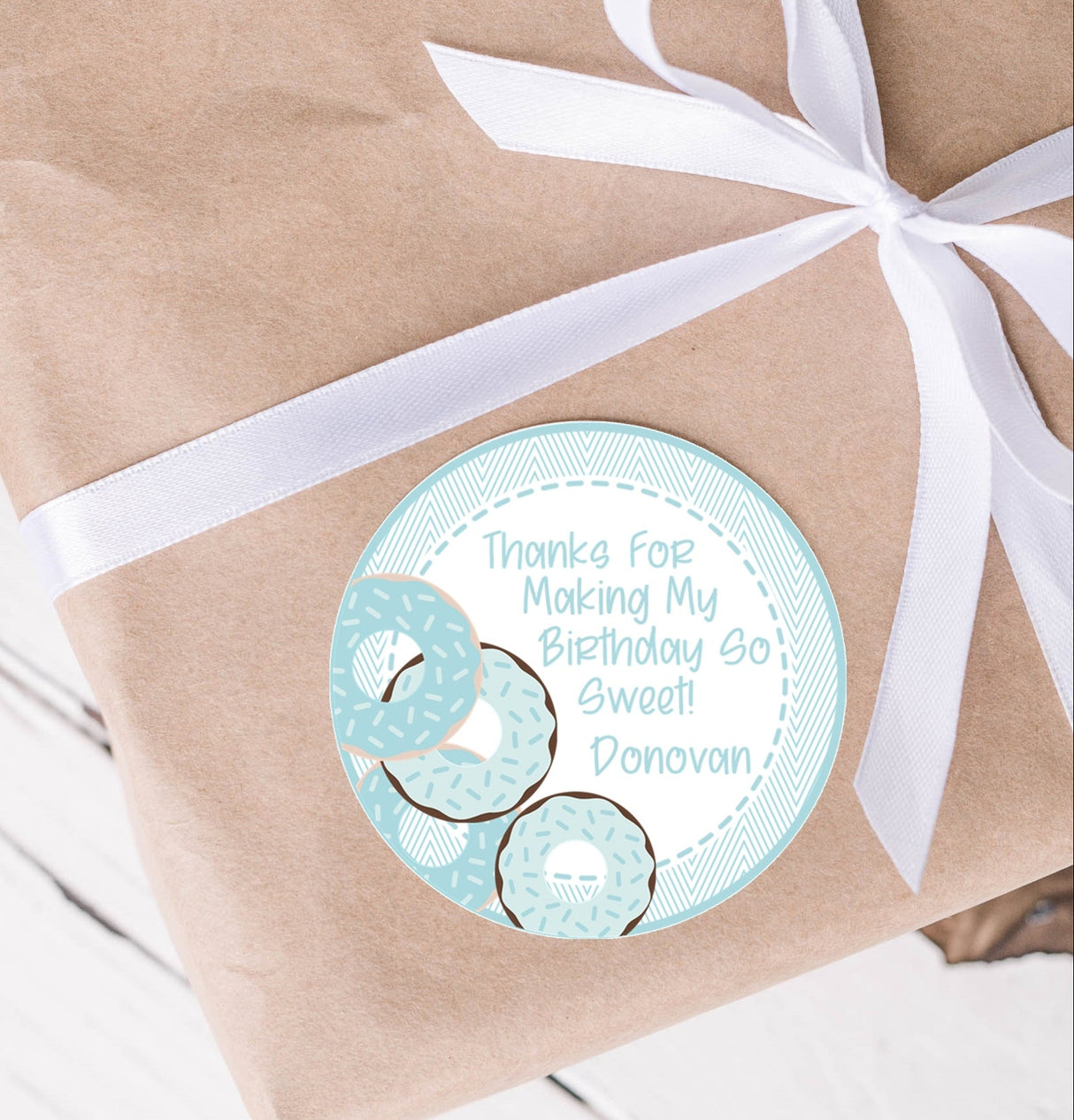 Donut sprinkle birthday sticker for treat bags