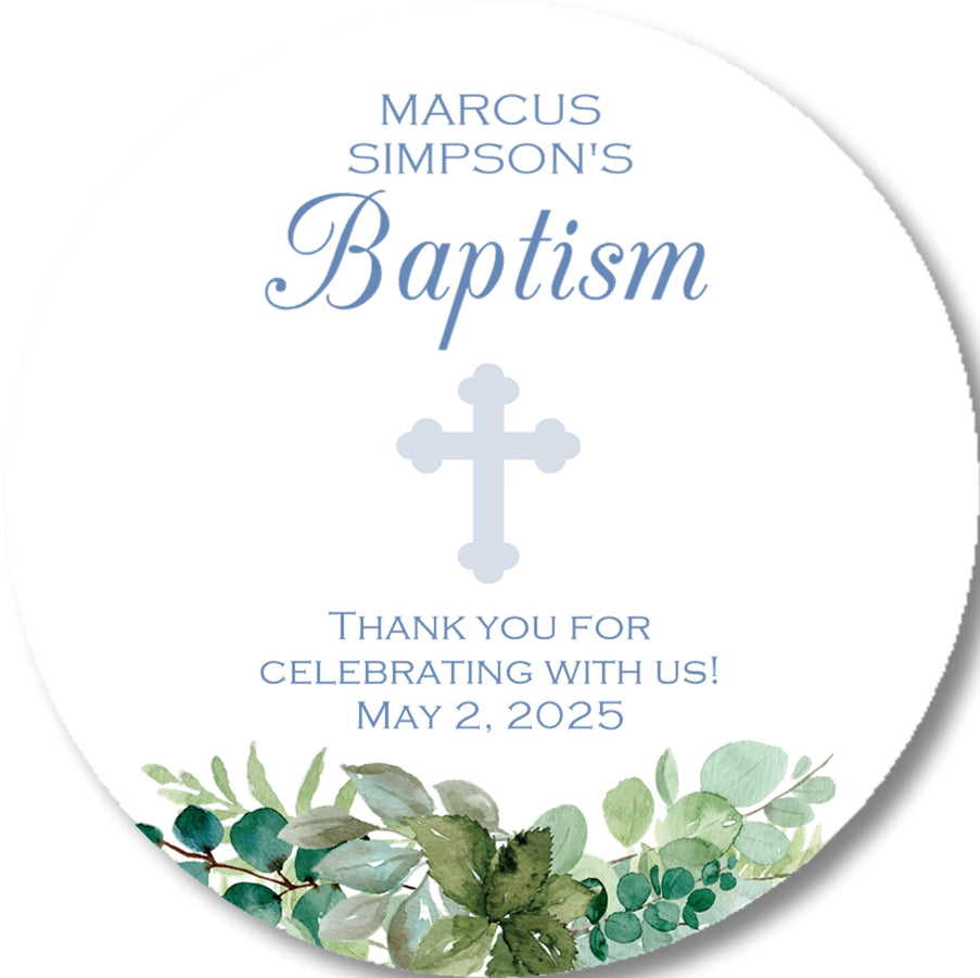 Eucalyptus Greenery Baptism Stickers