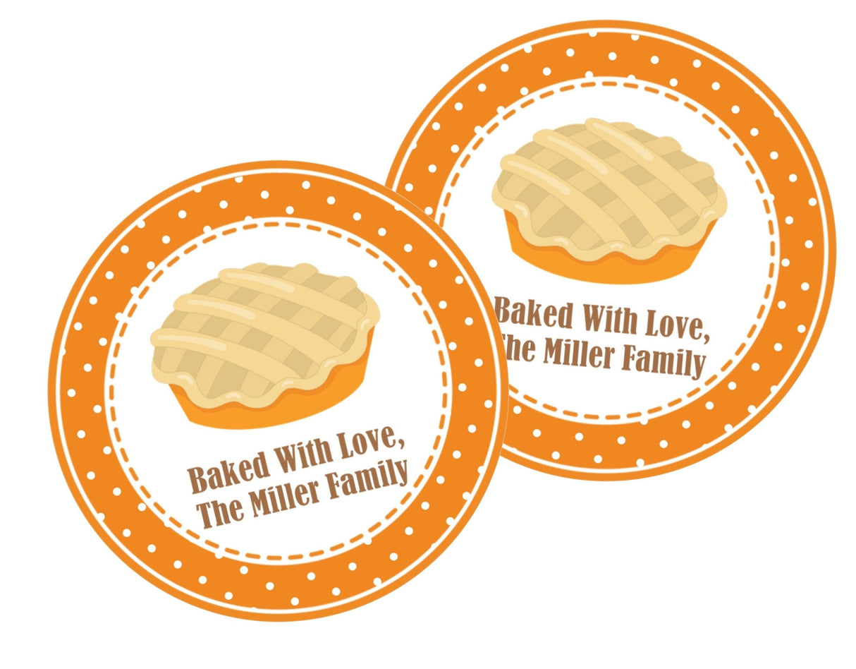 Fall pie favor sticker for Thanksgiving desserts