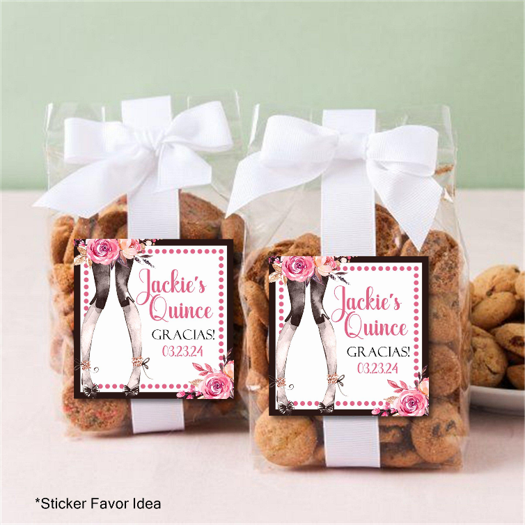 Fashion themed quince party thank you stickers