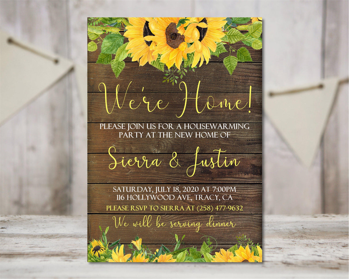 Floral sunflower housewarming party invitation design