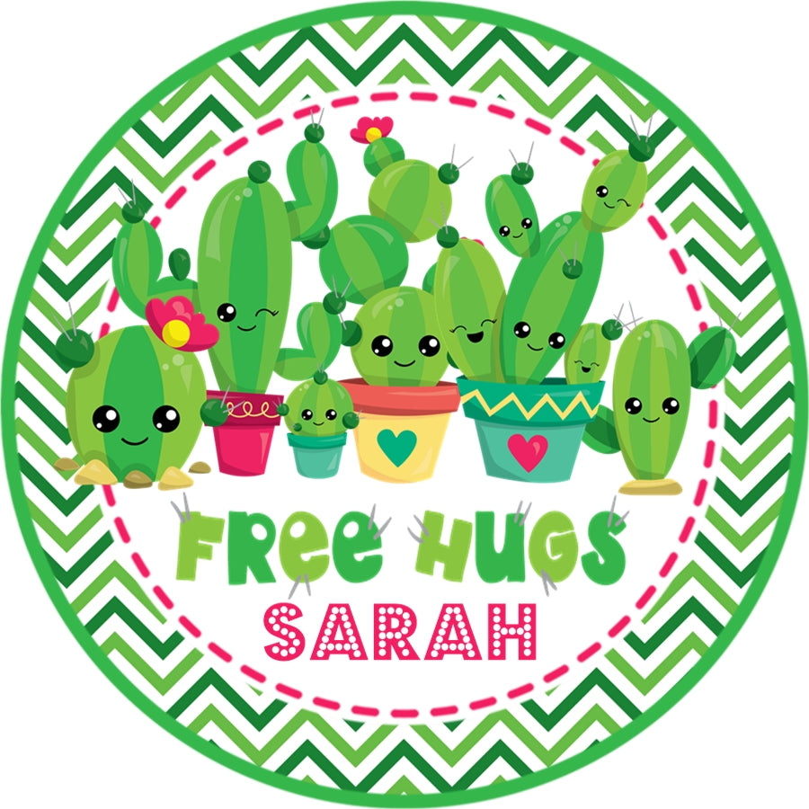 Free hugs cactus party sticker labels