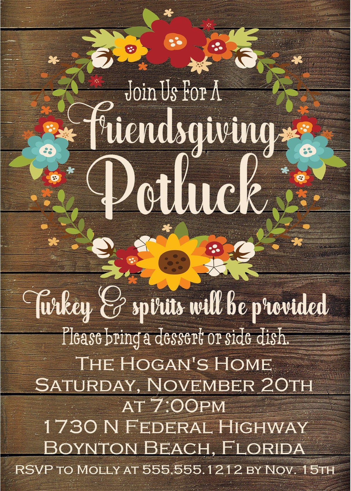 Friendsgiving Potluck Invitations