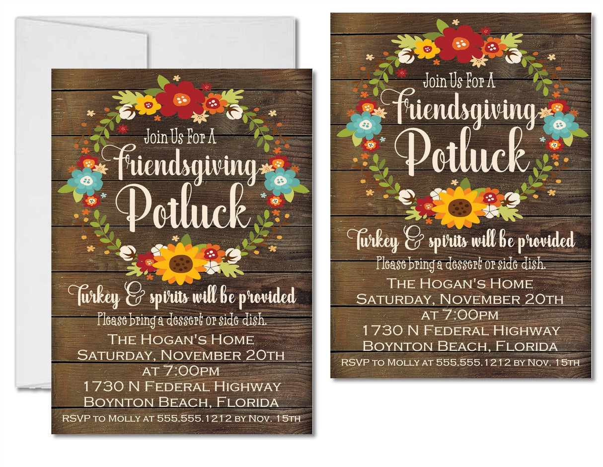 Friendsgiving Potluck Invitations