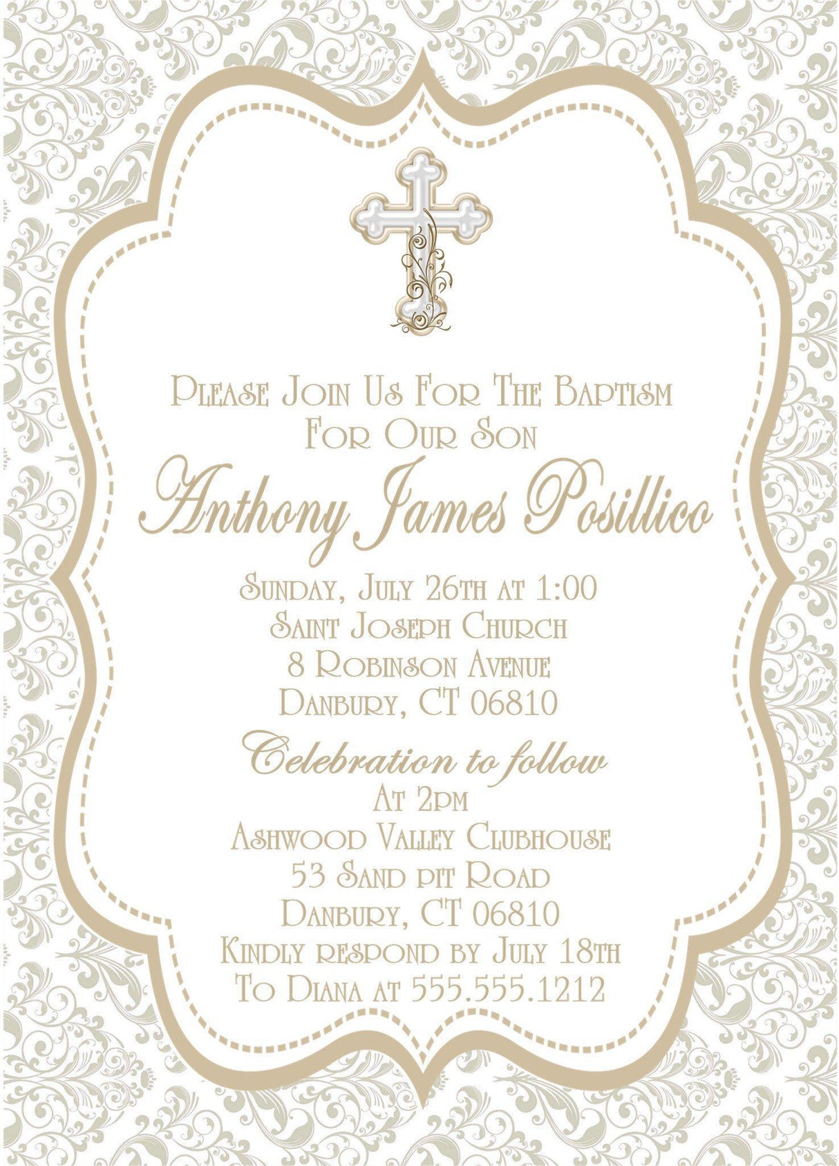 Gender Neutral Baptism Invitations